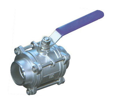 Three piece stainless steel ball valve