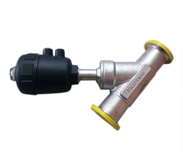 Pneumatic angle seat valve